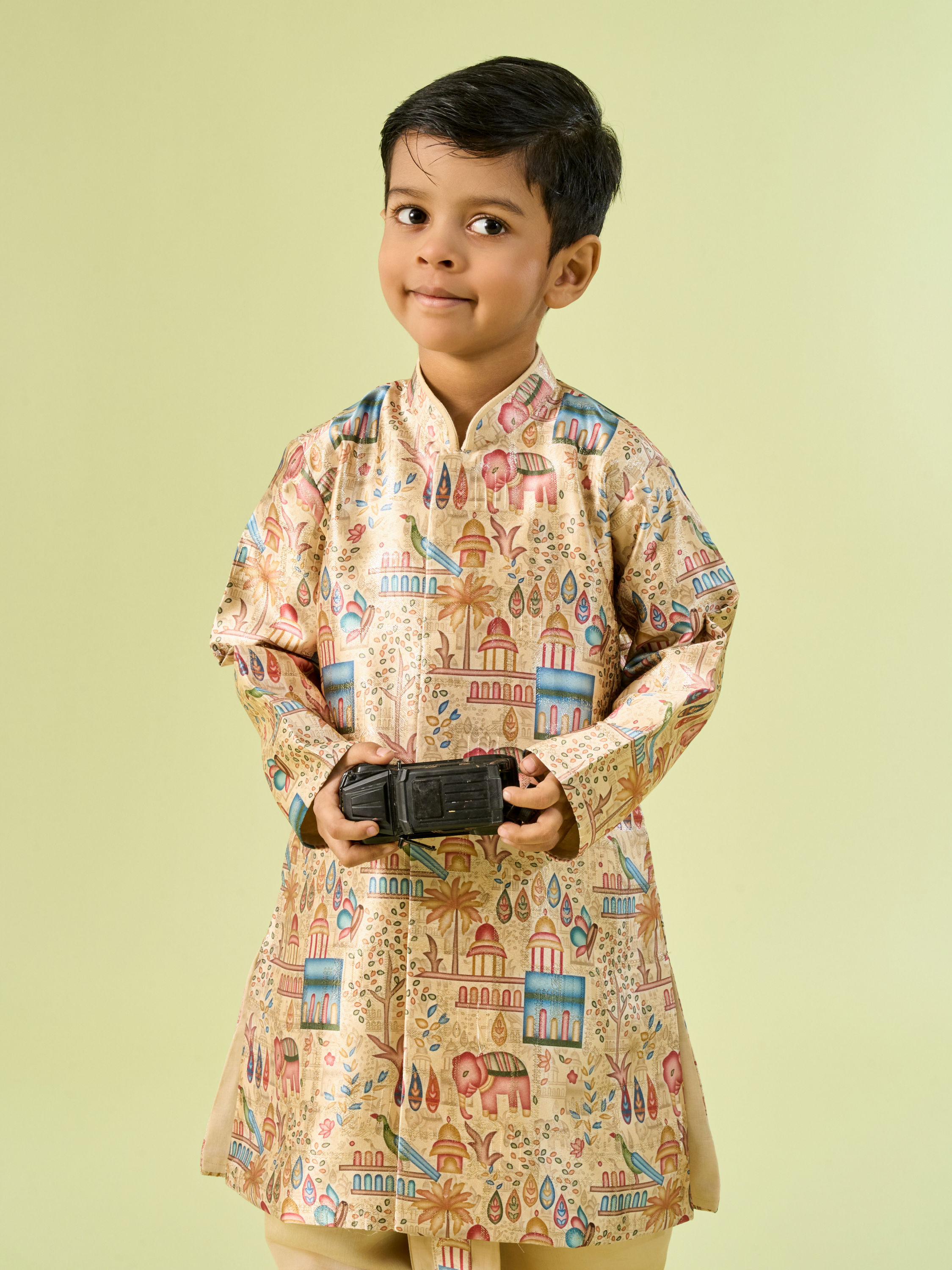 Manyavar Boys Beige Elegance Boys Kurta Dhoti