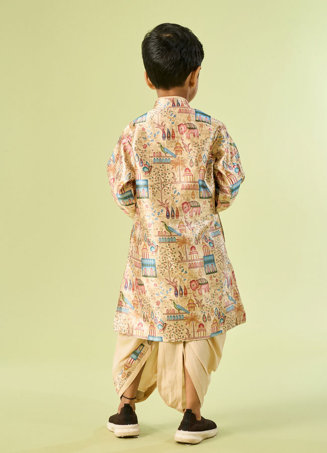 Manyavar Boys Beige Elegance Boys Kurta Dhoti