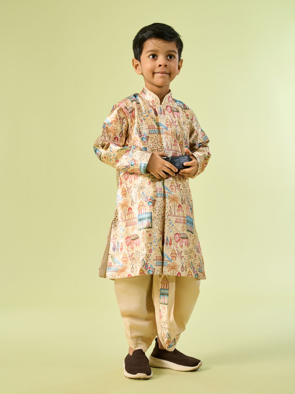 Manyavar Boys Beige Elegance Boys Kurta Dhoti