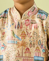 Manyavar Boys Beige Elegance Boys Kurta Dhoti