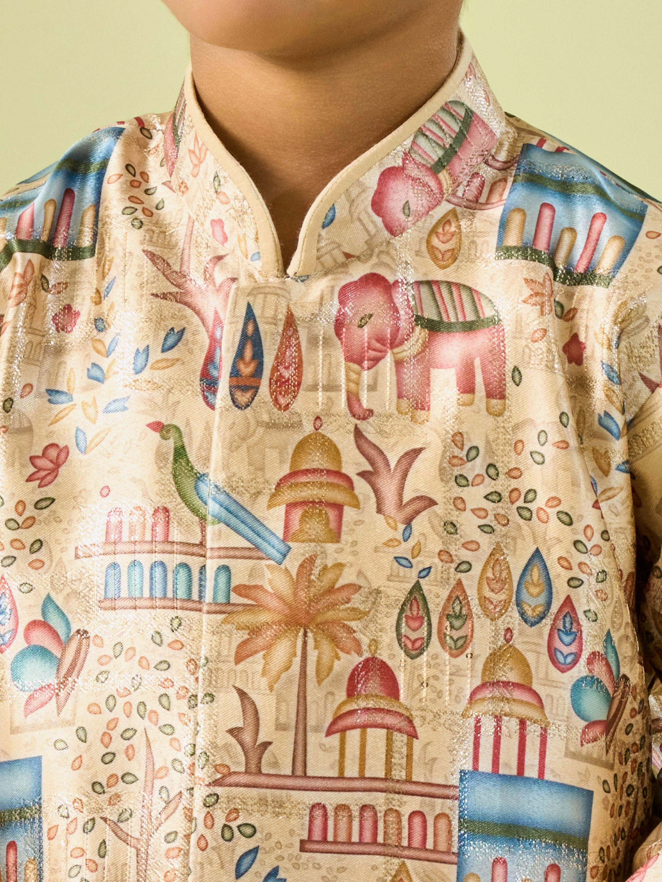 Manyavar Boys Beige Elegance Boys Kurta Dhoti