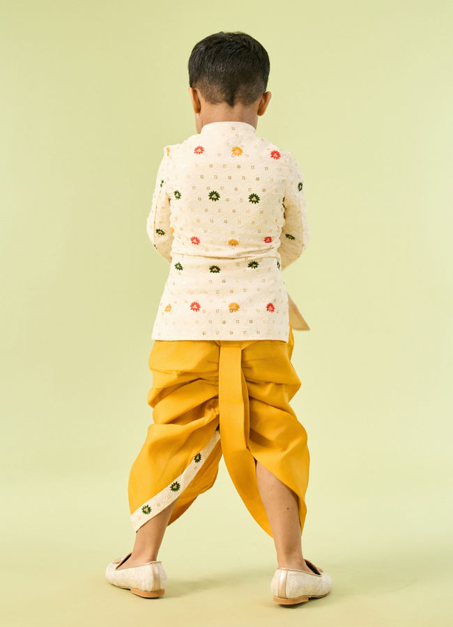 Manyavar Boys Cream Cotton Charm Kurta Dhoti