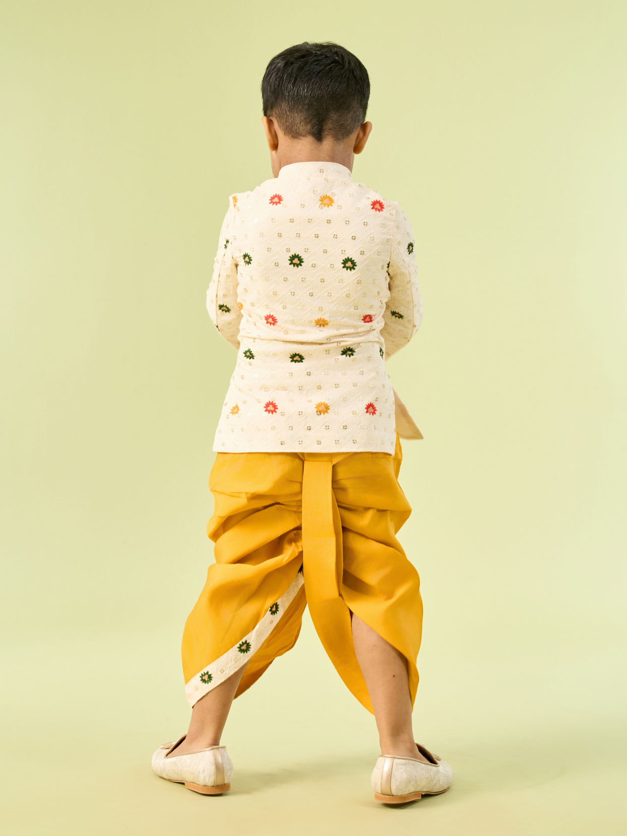 Manyavar Boys Cream Cotton Charm Kurta Dhoti