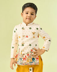 Manyavar Boys Cream Cotton Charm Kurta Dhoti
