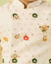 Manyavar Boys Cream Cotton Charm Kurta Dhoti