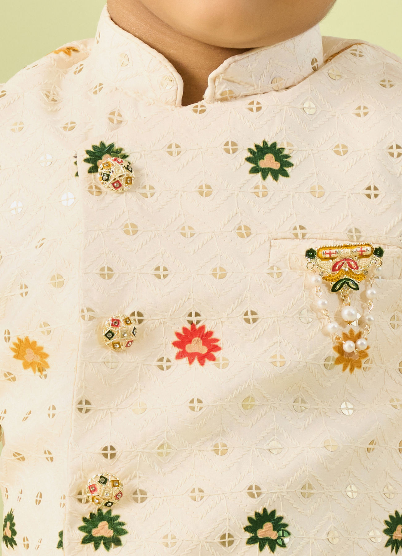 Manyavar Boys Cream Cotton Charm Kurta Dhoti