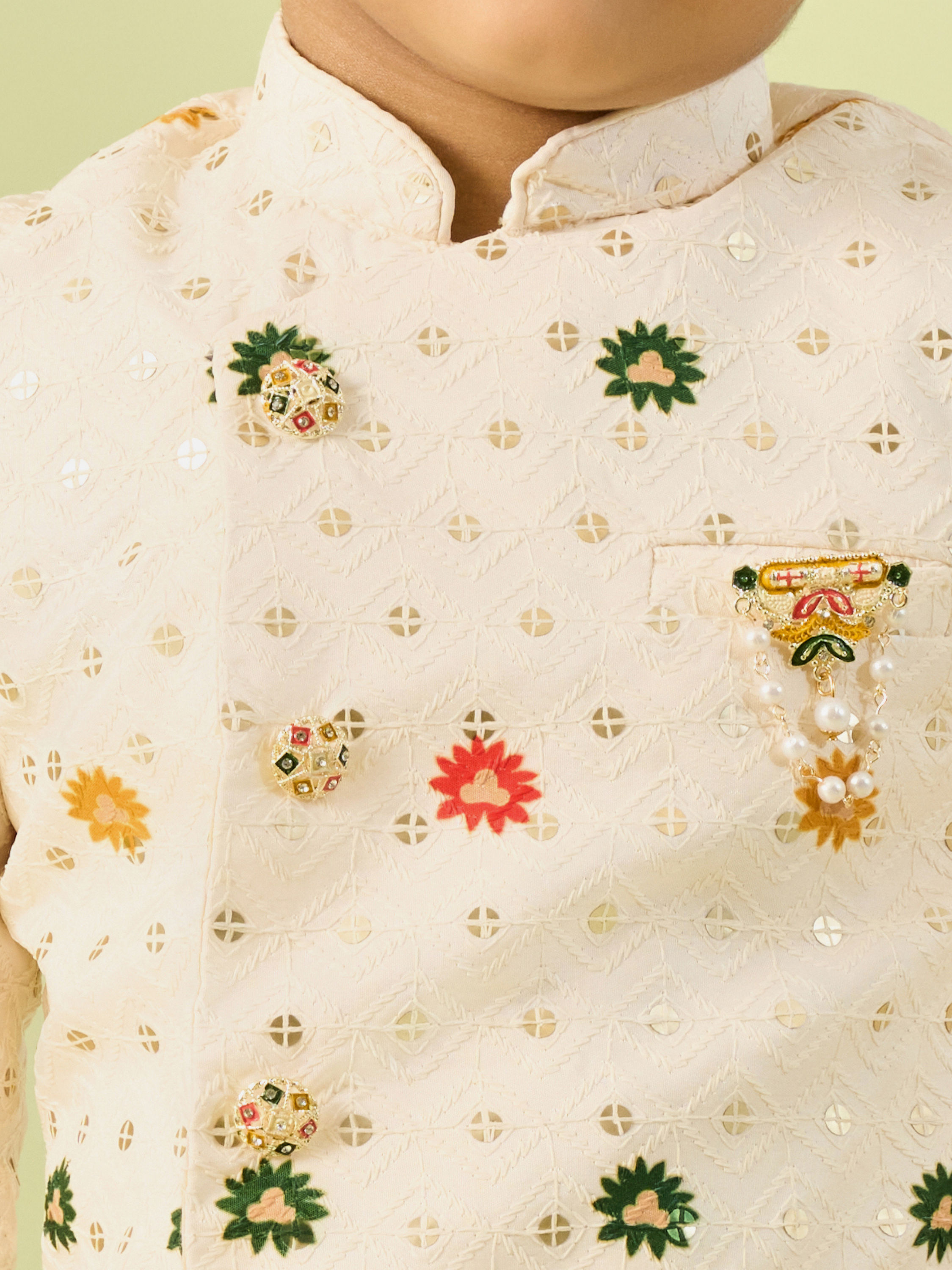 Manyavar Boys Cream Cotton Charm Kurta Dhoti