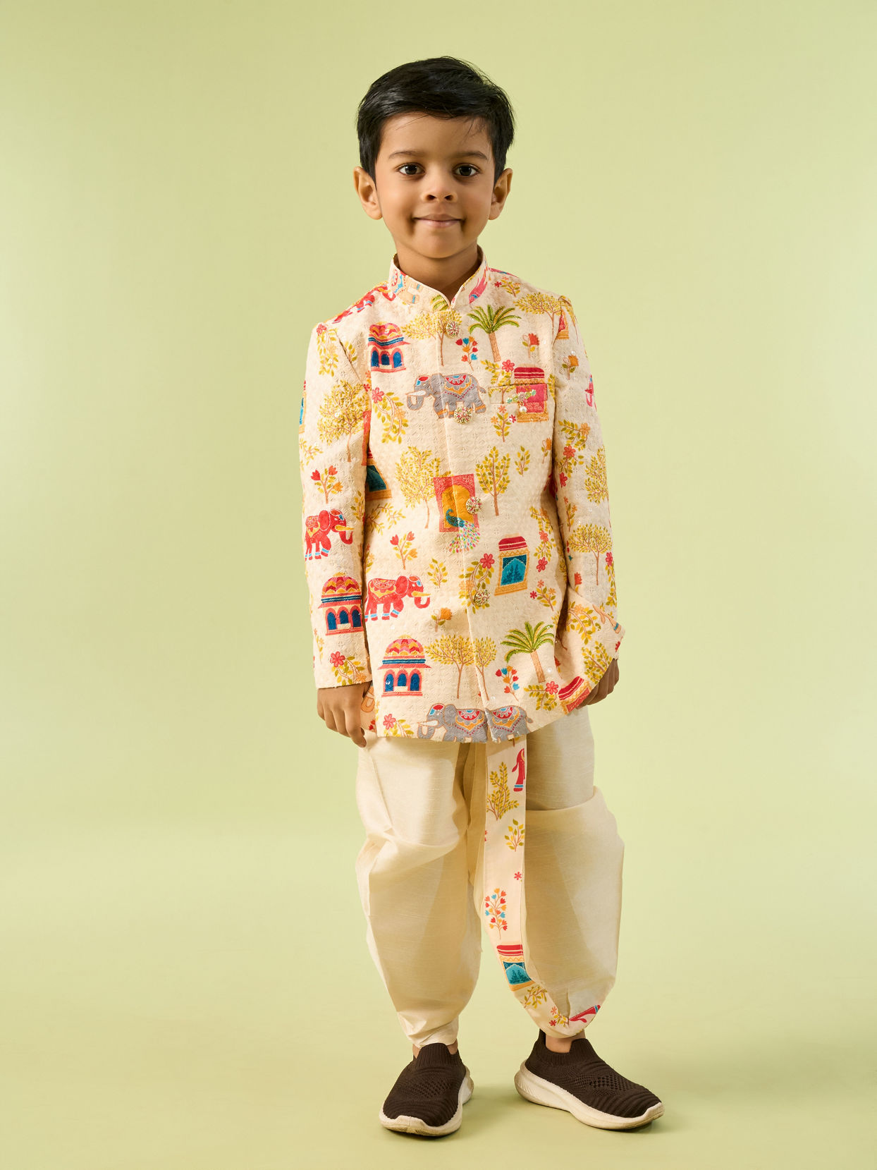 Manyavar Boys Cream Elegance Boys Kurta Dhoti