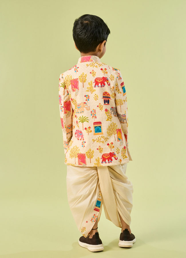 Manyavar Boys Cream Elegance Boys Kurta Dhoti