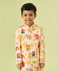 Manyavar Boys Cream Elegance Boys Kurta Dhoti