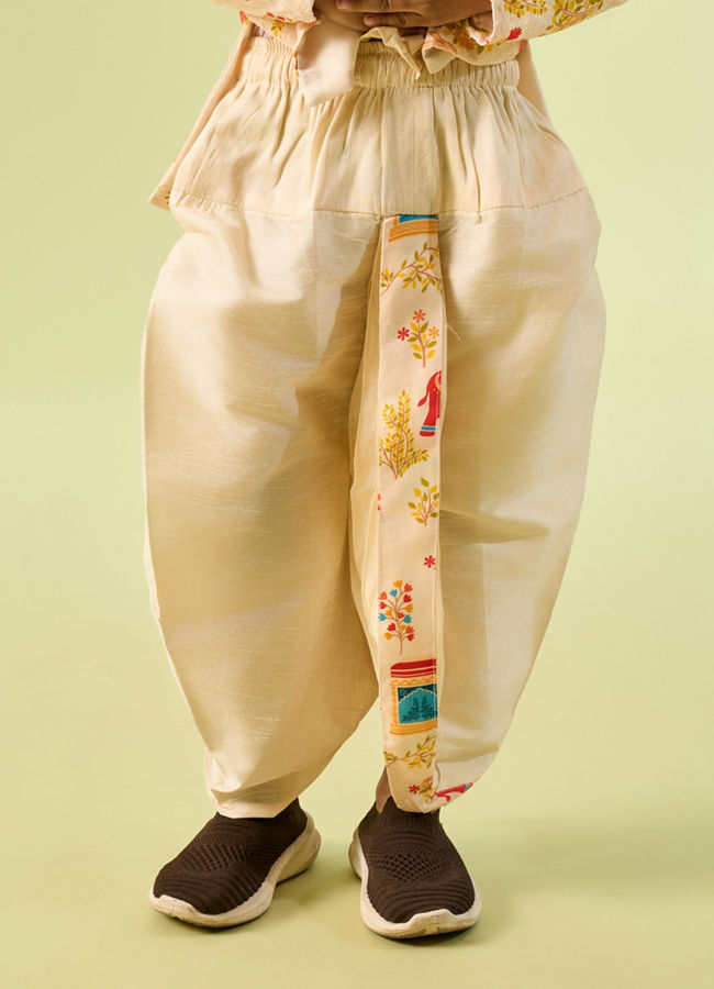Manyavar Boys Cream Elegance Boys Kurta Dhoti