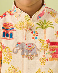 Manyavar Boys Cream Elegance Boys Kurta Dhoti