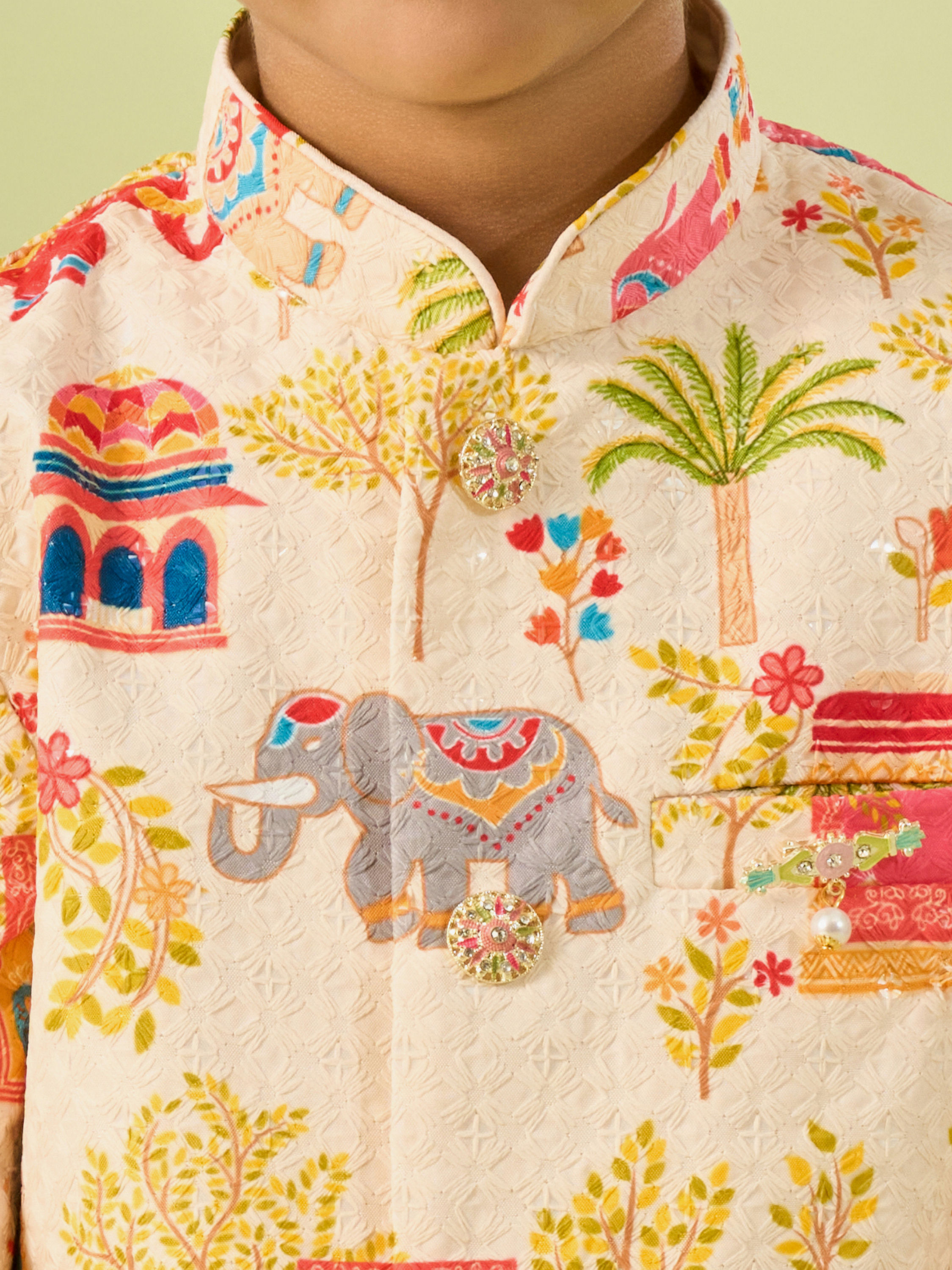 Manyavar Boys Cream Elegance Boys Kurta Dhoti