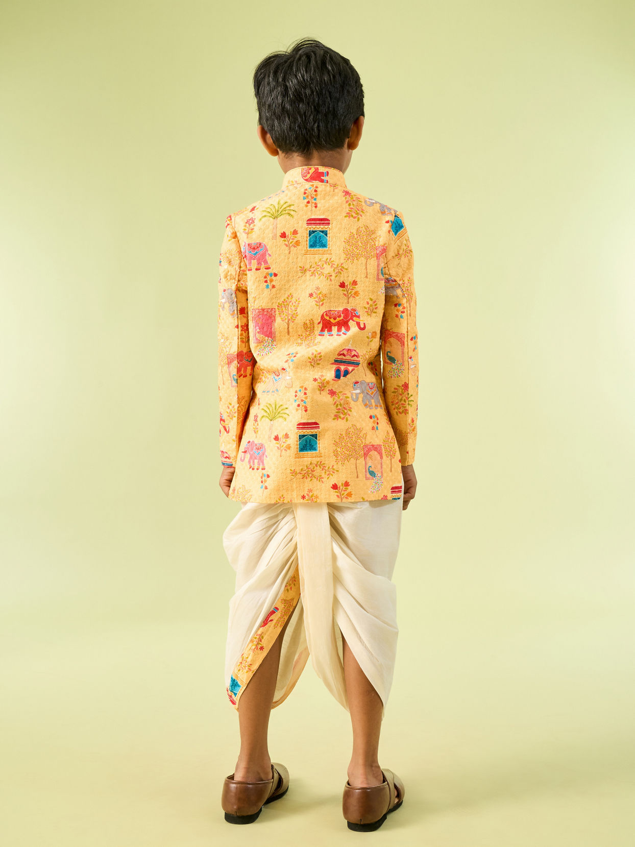 Manyavar Boys Golden Yellow Splendor Kurta Dhoti