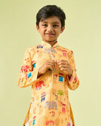 Manyavar Boys Golden Yellow Splendor Kurta Dhoti