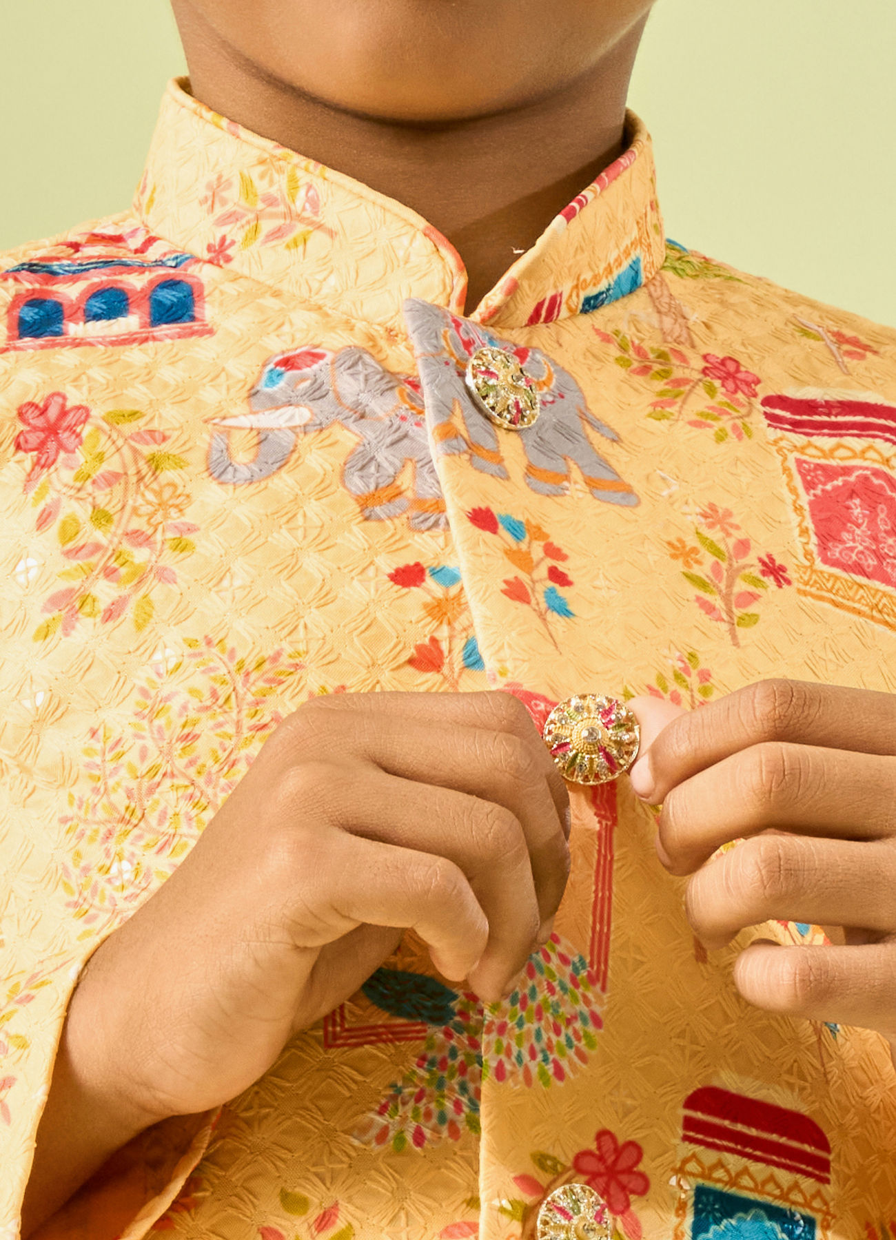 Manyavar Boys Golden Yellow Splendor Kurta Dhoti