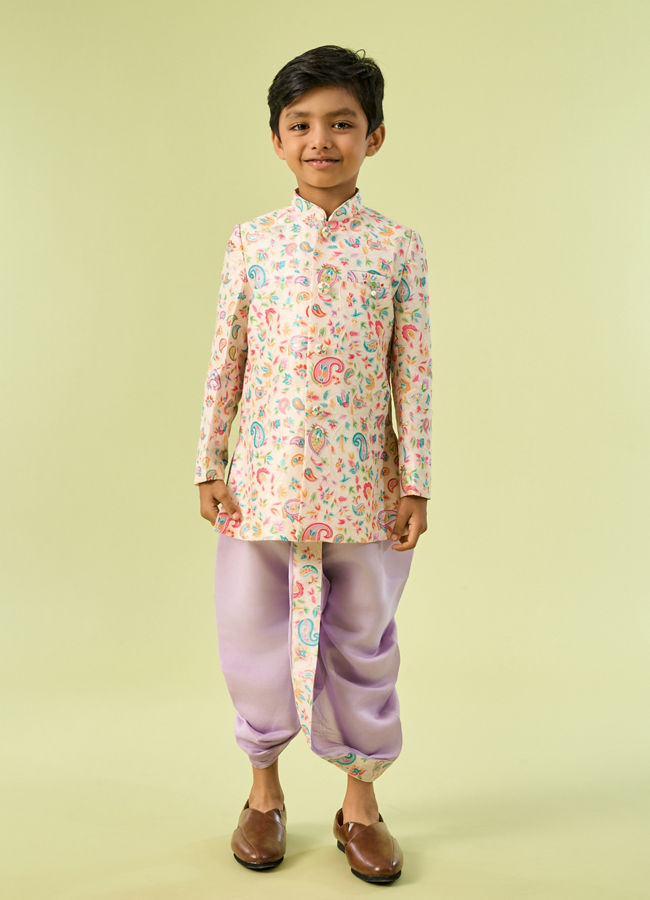 Manyavar Boys Cream Kurta Dhoti Fiesta