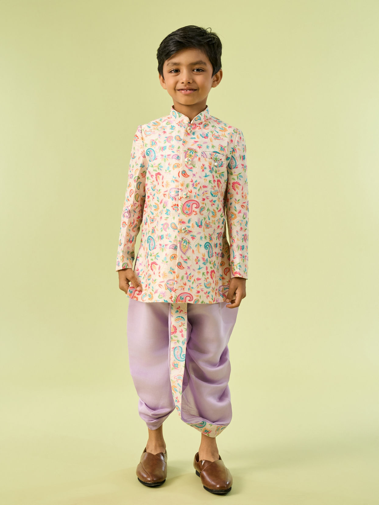 Manyavar Boys Cream Kurta Dhoti Fiesta