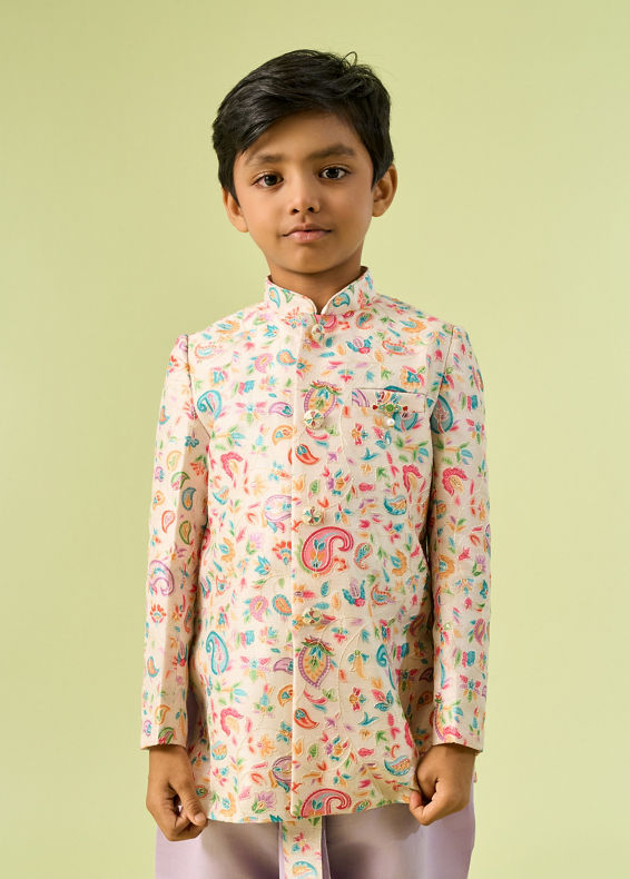 Manyavar Boys Cream Kurta Dhoti Fiesta