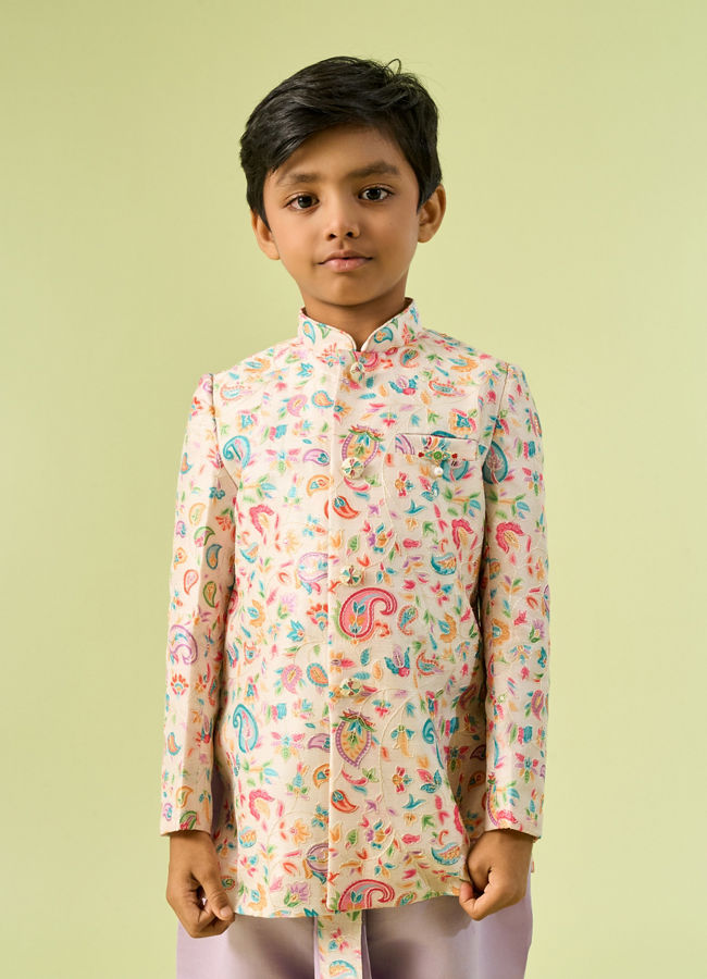 Manyavar Boys Cream Kurta Dhoti Fiesta