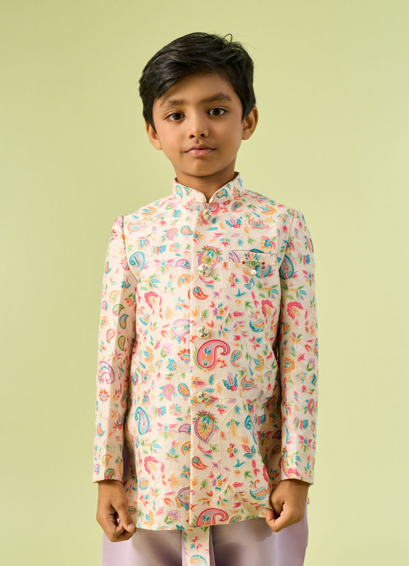 Manyavar Boys Cream Kurta Dhoti Fiesta