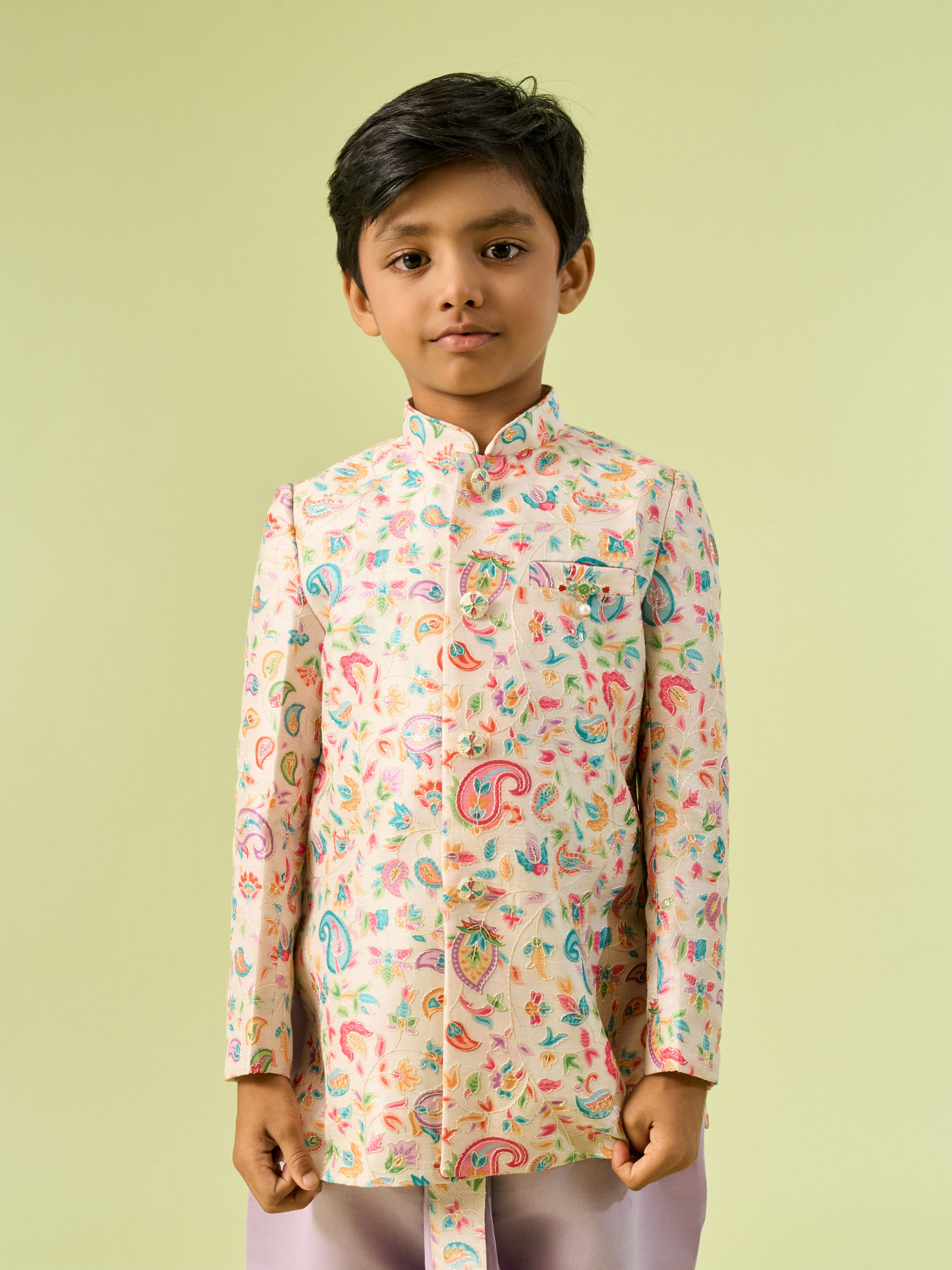 Manyavar Boys Cream Kurta Dhoti Fiesta