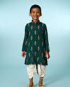 Manyavar Boys Festive Dark Green Kurta Dhoti