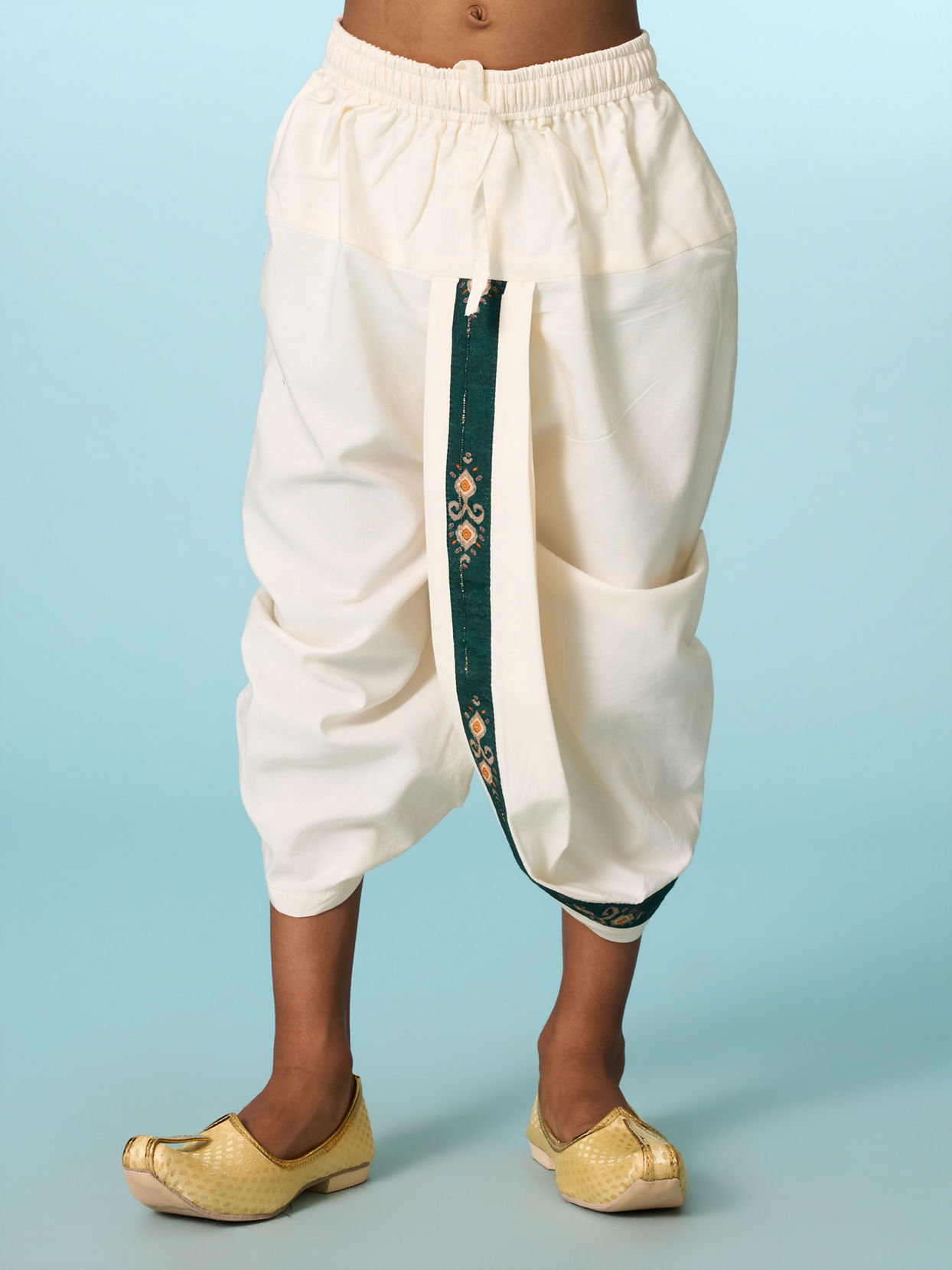 Manyavar Boys Festive Dark Green Kurta Dhoti