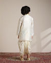 Manyavar Boys Cream Art Silk Plain Embroidered Kurta Set
