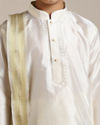 Manyavar Boys Cream Plain Embroidered Kurta Set