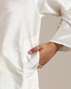 Manyavar Boys Cream Art Silk Plain Embroidered Kurta Set