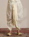 Manyavar Boys Cream Art Silk Plain Embroidered Kurta Set