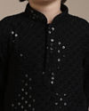 alt message - Manyavar Boys Boys Black Sequinned Chikankari Kurta Set image number 1