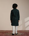 alt message - Manyavar Boys Boys Dark Green Sequinned Chikankari Kurta Set image number 5