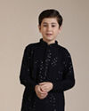 Manyavar Boys Boys Mid Blue Sequinned Chikankari Kurta Set