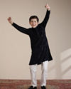 Manyavar Boys Boys Mid Blue Sequinned Chikankari Kurta Set