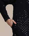 Manyavar Boys Boys Mid Blue Sequinned Chikankari Kurta Set