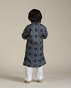 Manyavar Boys Boys Indigo Blue Chowkadi Motif Printed Kurta Set