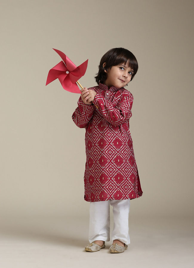 Manyavar Boys Regal Rani Pink boys Kurta Pajama