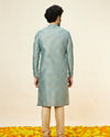 alt message - Manyavar Men Sage Green Lattice Patterned Kurta Set image number 5