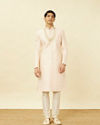 Manyavar Men Rosewater Pink Ogee Patterned Sequined Sherwani Set