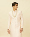 alt message - Manyavar Men Rosewater Pink Ogee Patterned Sequined Sherwani Set image number 0