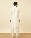 Manyavar Men Pearled Ivory White Ogee Patterned Sequined Sherwani Set