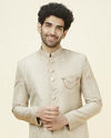 alt message - Manyavar Men Veiled Rose Pink Medallion Patterned Sherwani image number 0