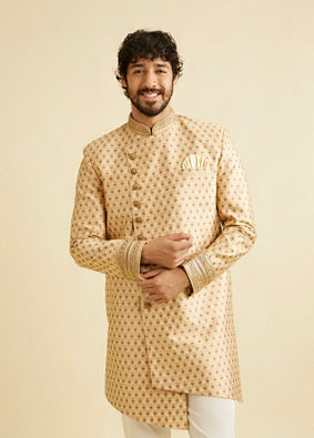 Manyavar Men Alluring Beige Indo Western Set