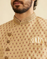 Manyavar Men Alluring Beige Indo Western Set