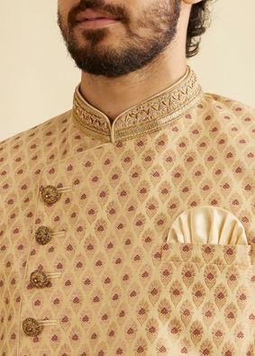 Manyavar Men Alluring Beige Indo Western Set