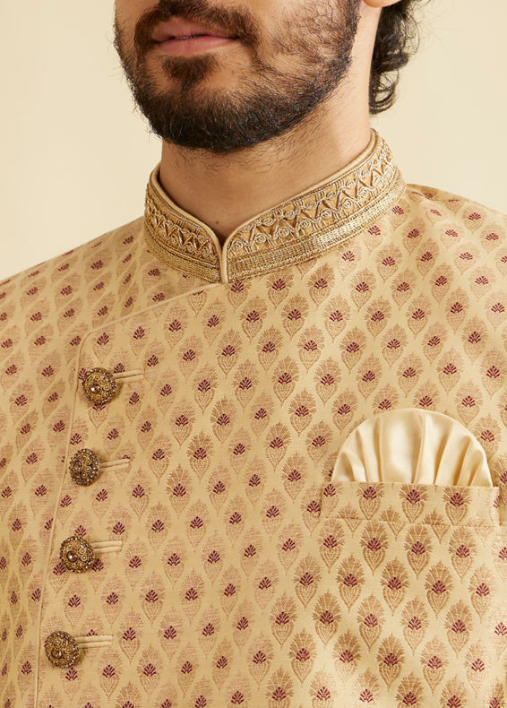Manyavar Men Alluring Beige Indo Western Set