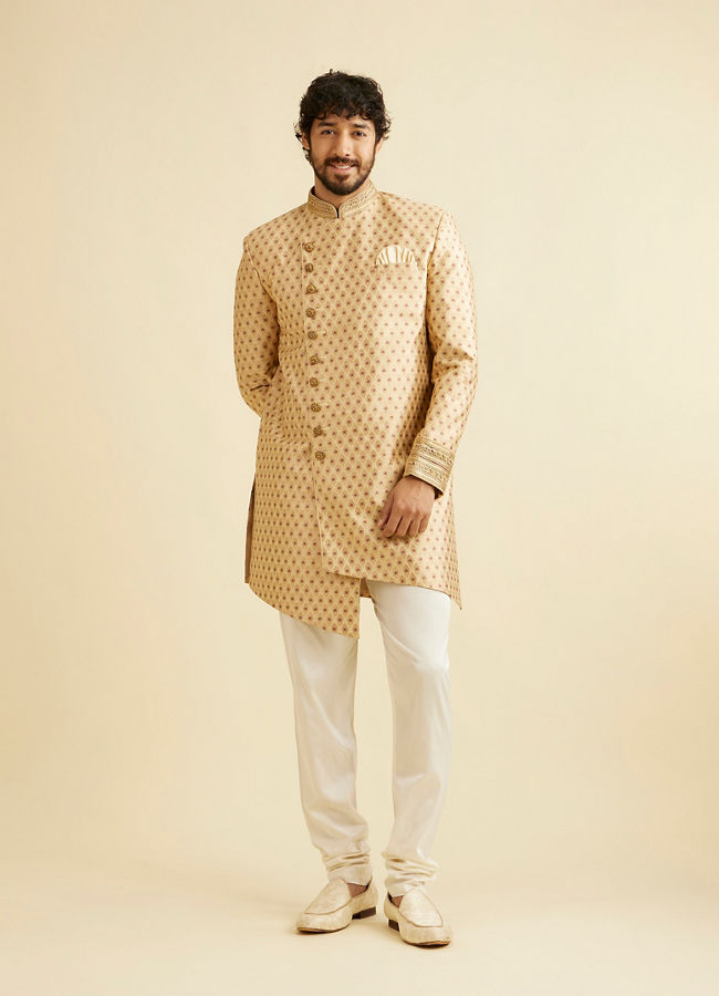 Manyavar Men Alluring Beige Indo Western Set