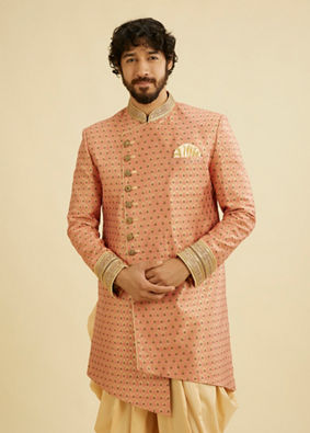 Manyavar Men Dashing Pink Sangeet Indo Western Set image number 0